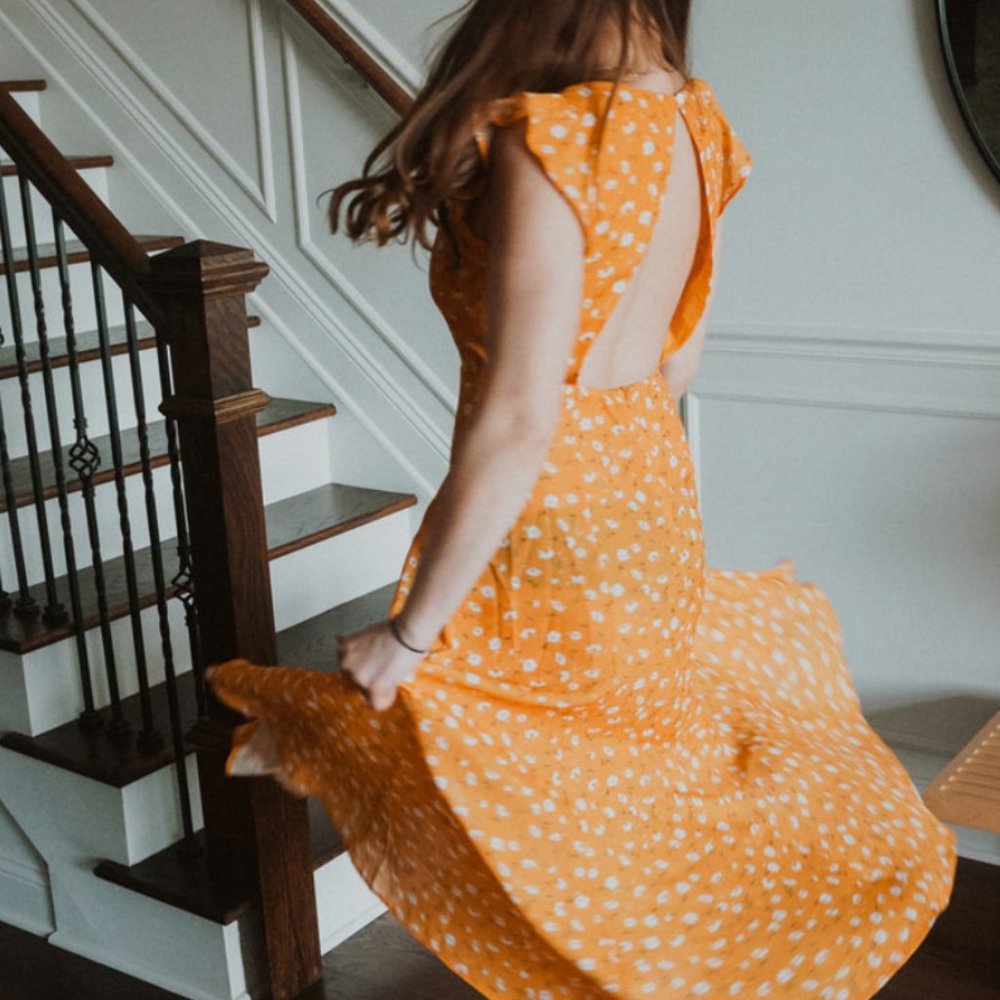 Final sale! Open back chiffon dress - Picture 8 of 14